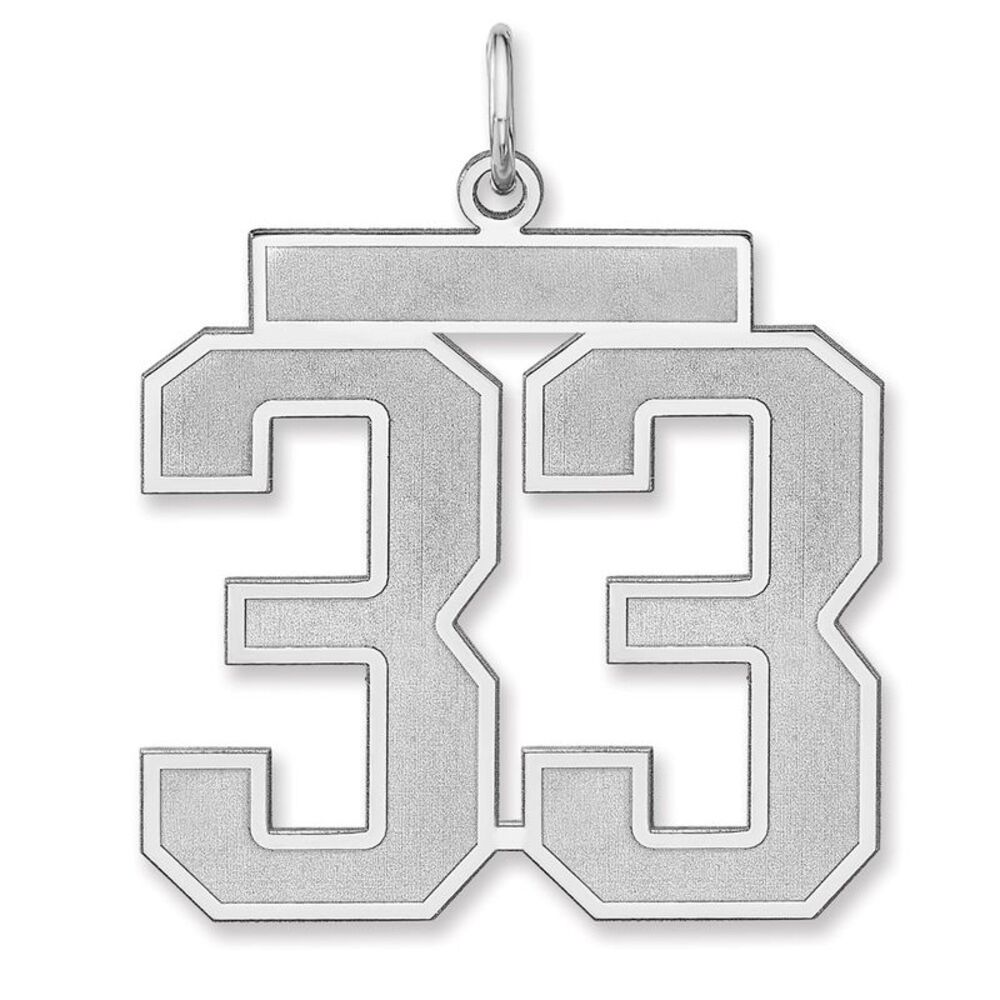 Sterling Silver, Jersey Collection, Extra Large Number 33 Pendant